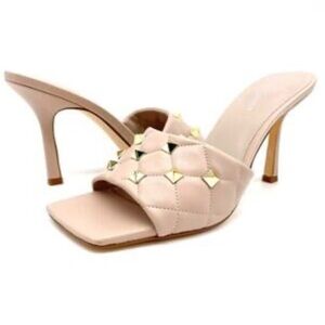 Marc Fisher Tan Quilted Heels with Gold Accents